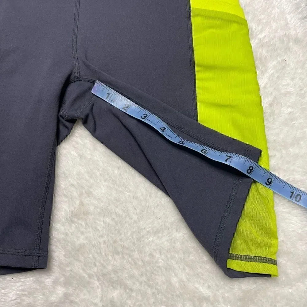 Fabletics Powerhold High Waisted Shorts Navy Blue Yellow Size Small - Picture 9 of 10